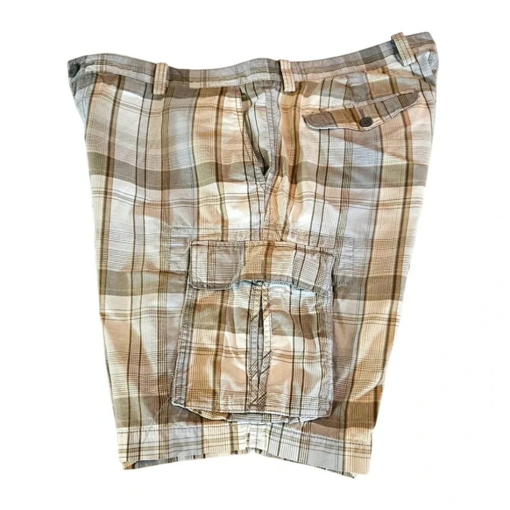 Dockers Plaid Cargo Shorts Grey Tan & White Size‎ 42
